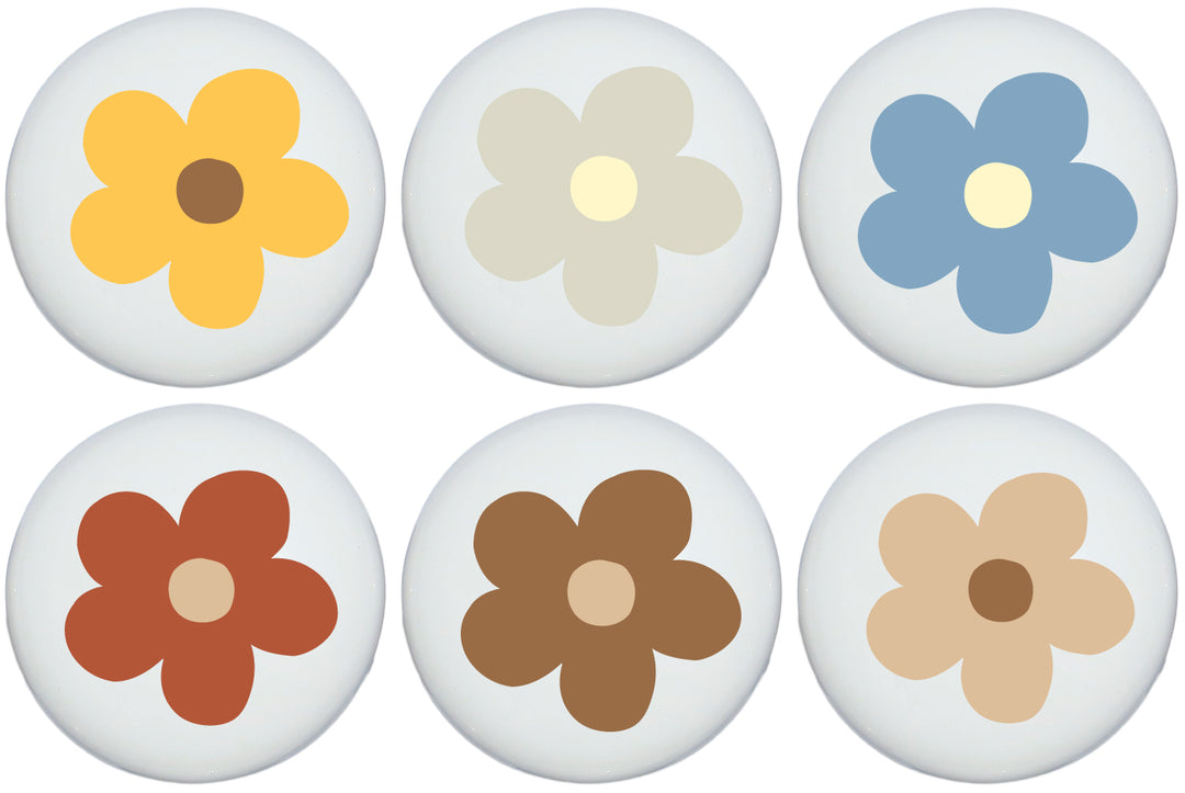 Boho Daisy Flower Drawer Knobs Blue Ceramic Bohemian Dresser Cabinet Pulls for Nursery Bedroom Decor
