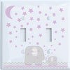Purple Elephant Light Switch Plate and Outlet Covers with Purple Moon and Nursery Decor