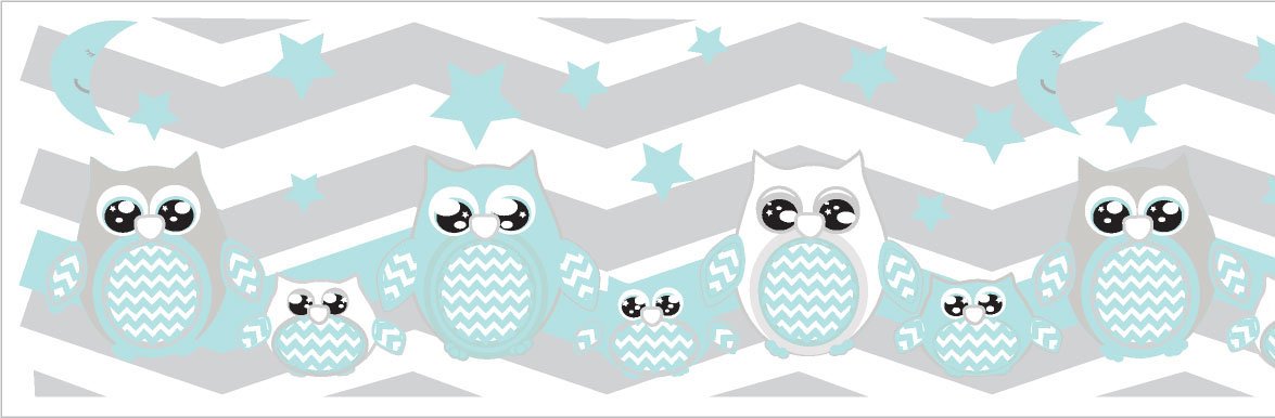 Owl Border Wall Decals Stickers/Chevron Border Nursery Decor