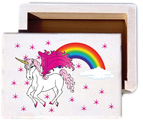 Unicorn and Rainbow Wood Keepsake Collectible Box