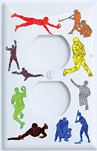 Baseball Light Switch Plate and Outlet Covers for The Wall/Baseball Room Decor