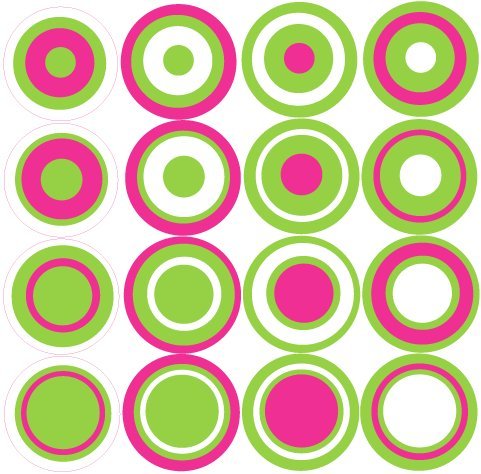 Multi Dots Wall Stickers Hot Pink, Lime Green, White