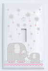 Grey Dandelion Elephant Light Switch Plates and Outlet Covers Elephant Nursery Decor