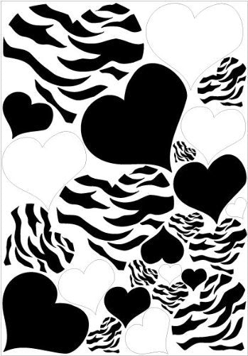 Zebra Print Hearts Wall Decals