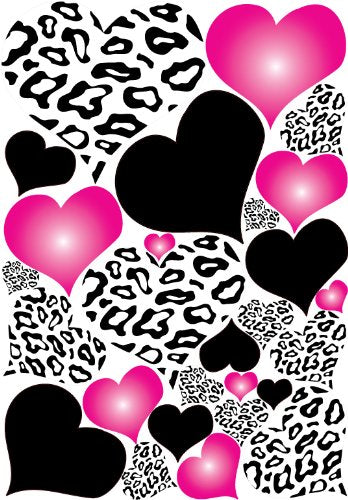 Leopard Print Hearts Wall Decals