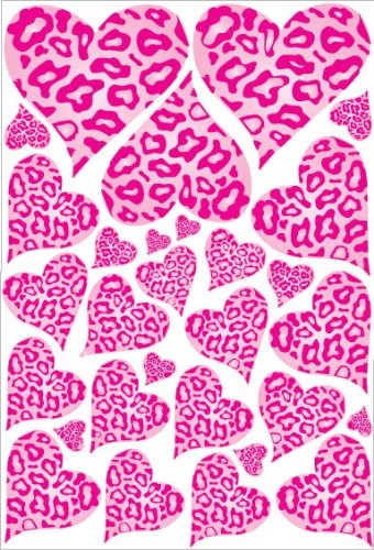 Leopard Cheetah Print Hearts Wall Decals