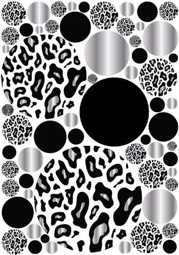 Leopard Animal Print Silver and Black Dot Wall Decals