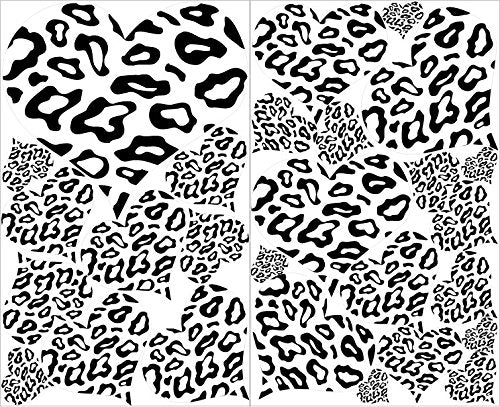Leopard Print Heart Wall Decals in Black and White Leopard Print Wall Decals