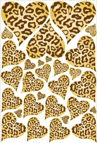 Leopard Cheetah Print Hearts Wall Decals