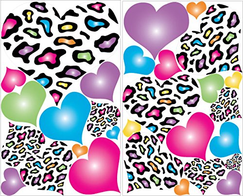 Multicolored Leopard Print Heart Wall Decals