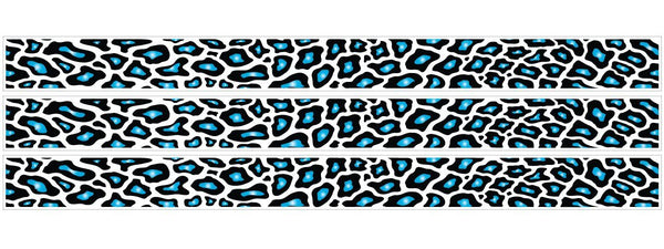 Leopard Print Blue Black and White Border Wall Decals / Stickers