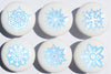 Blue Snow Flakes Ceramic Drawer Knobs/Snowflake Handle Pulls, Set of 6
