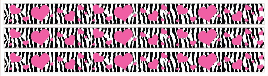 Zebra Print Wall Decals and Pink Hearts Border Decals