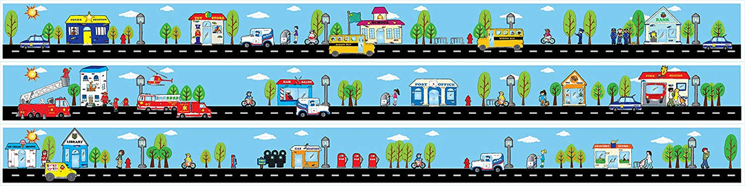 Tiny Town Street Road Wall Border Decal