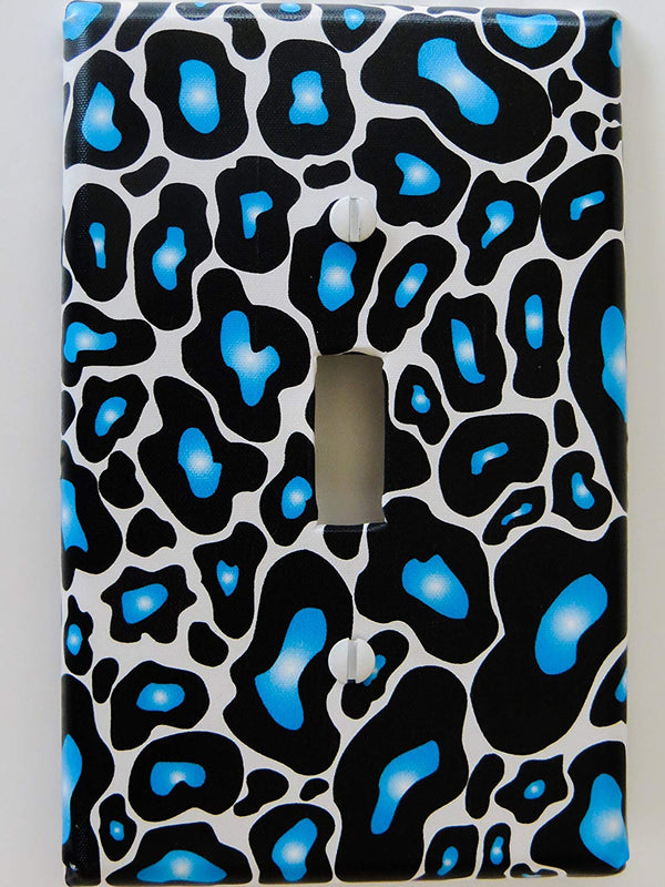 Blue and Black Leopard Print Switch Plate Cover
