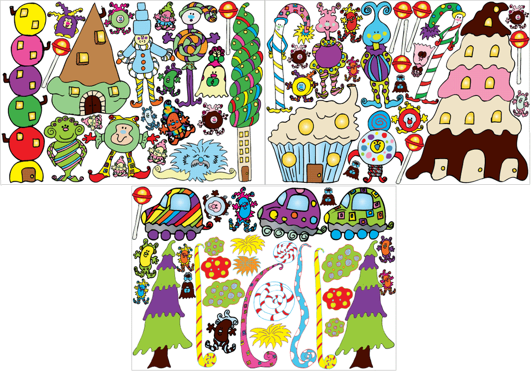 Whimsical Candy World Mural Wall Decals