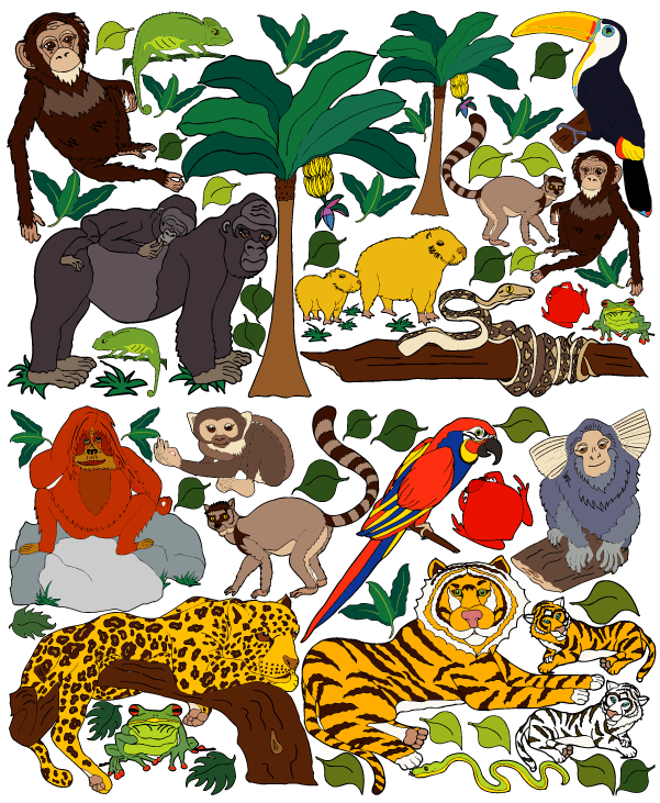 Jungle Animals Mural Wall Decals