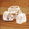 Monster Truck Chalk White Art Prints on a 6 x 6 Rustic Aged Natural Wood Pallet