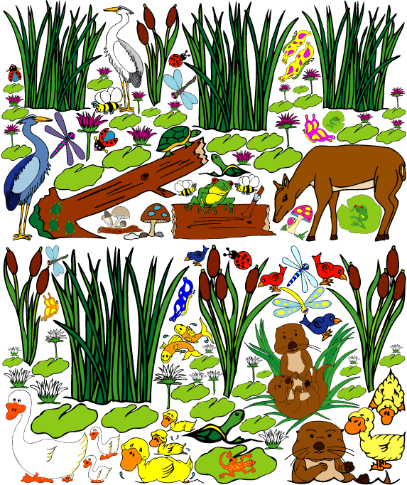 Pond Theme Mural Wall Decals