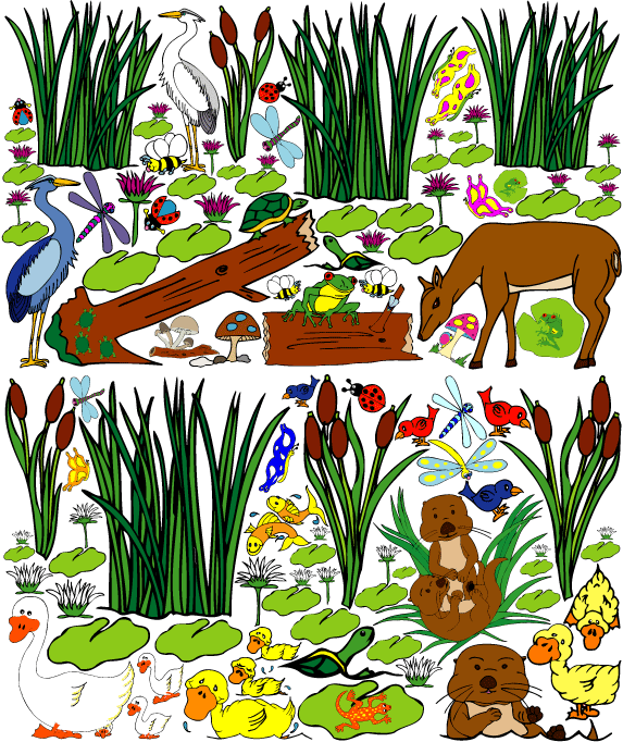 Pond Theme Forest Animals Wall Decals Sticker Mural Decor