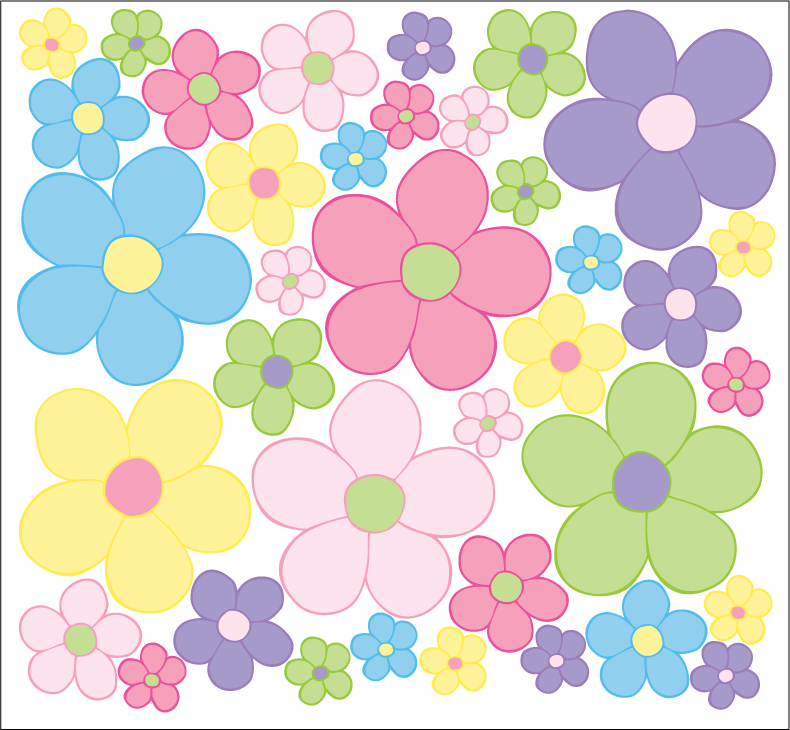 Pastel Daisy Flower Wall Decals, Stickers Graphics Floral Nursery Decor