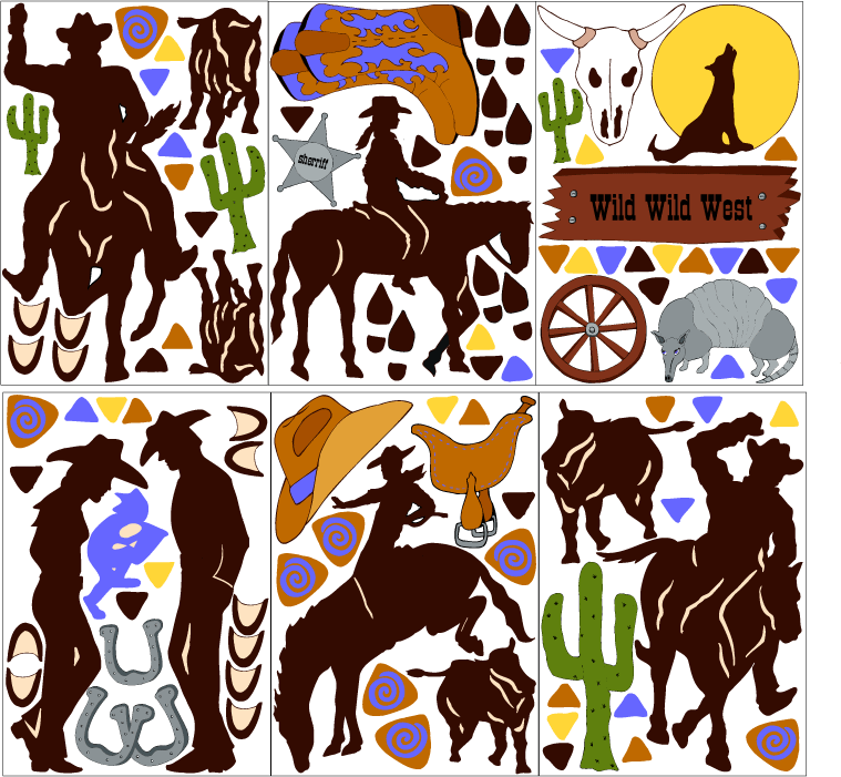 Wild West Cowboy Mural Wall Decals