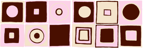 Pink Brown and Tan Square and dots Wall Decals