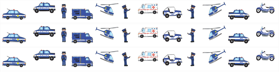 Police Cars and Trucks Wall Border Decals