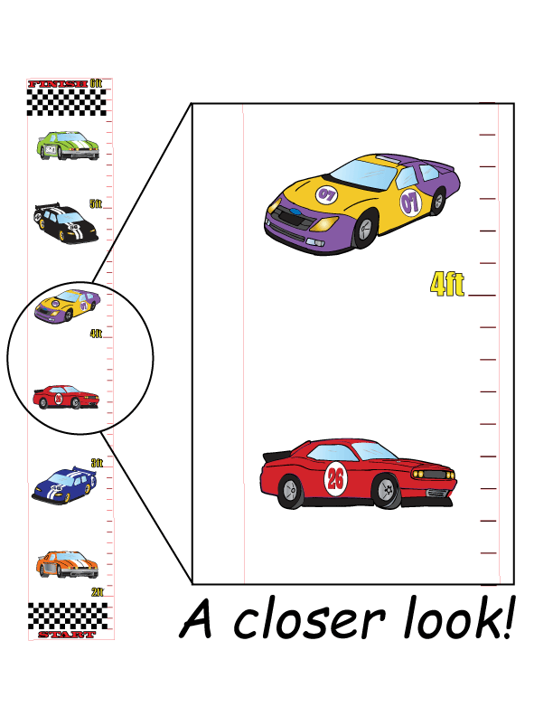 Race Car  Growth Chart Wall Art Stock Car Wall Decals Children's Decor