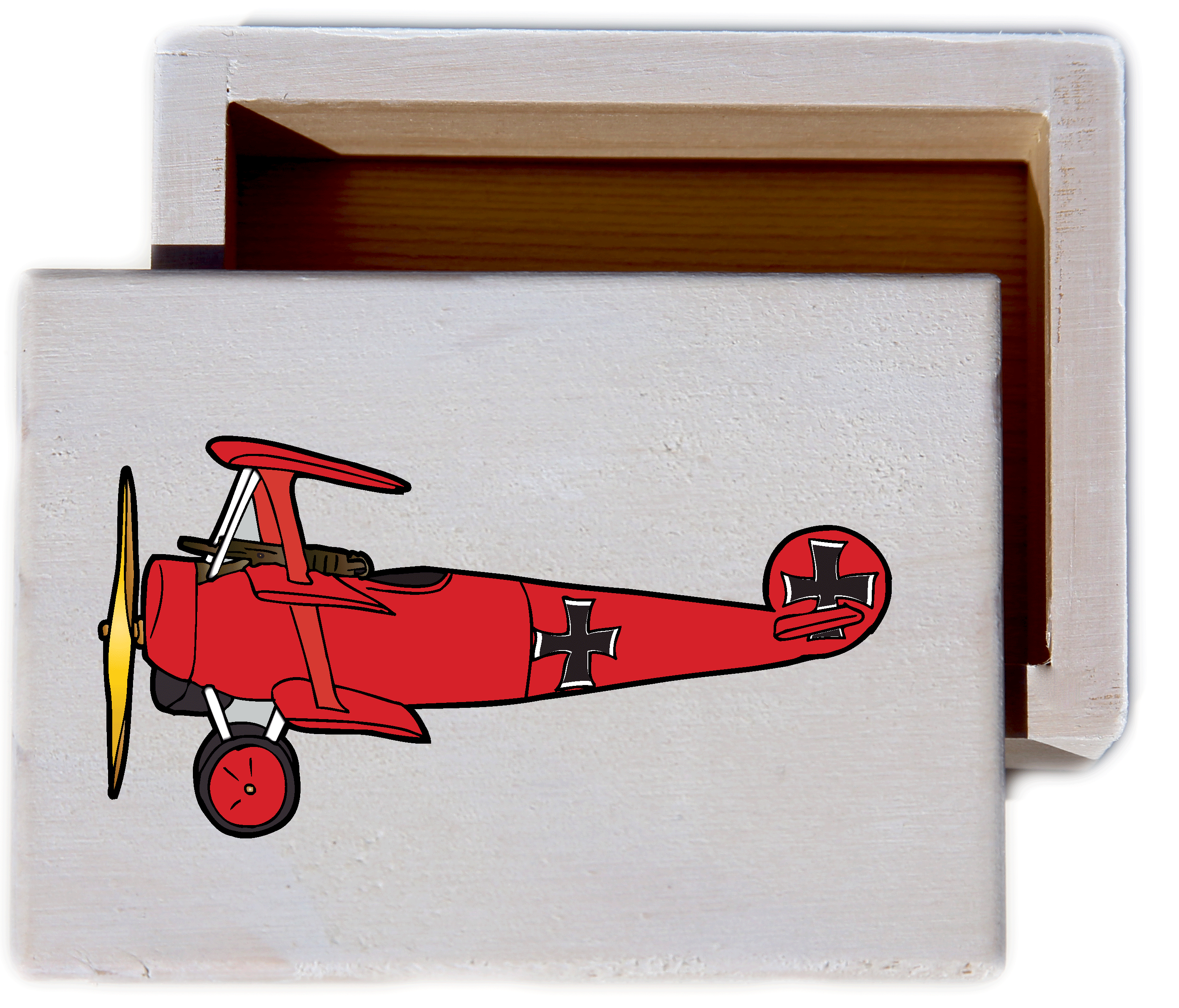 Vintage Plane White Wash Wood Keepsake Collectible Box