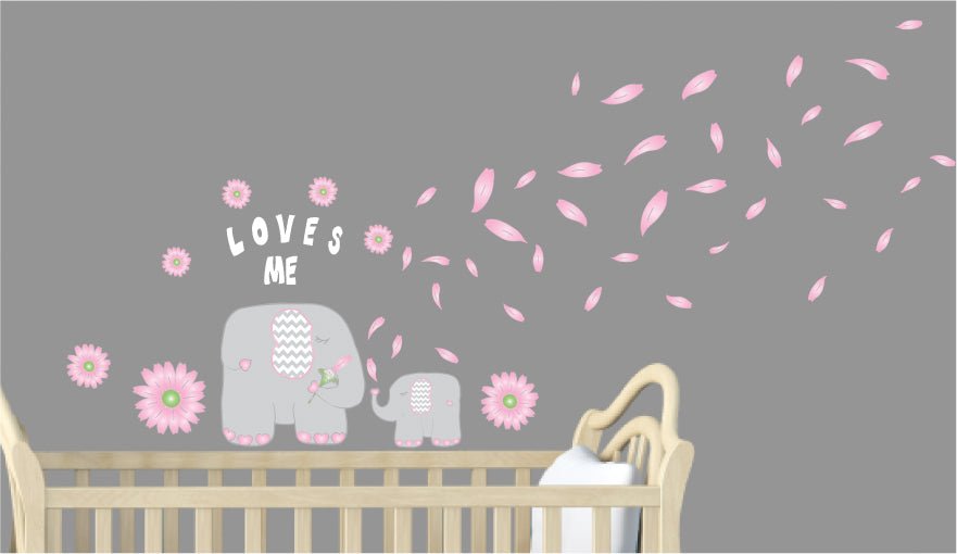 Girls Elephant Nursery Room and Wall Decor - prestochangodecor