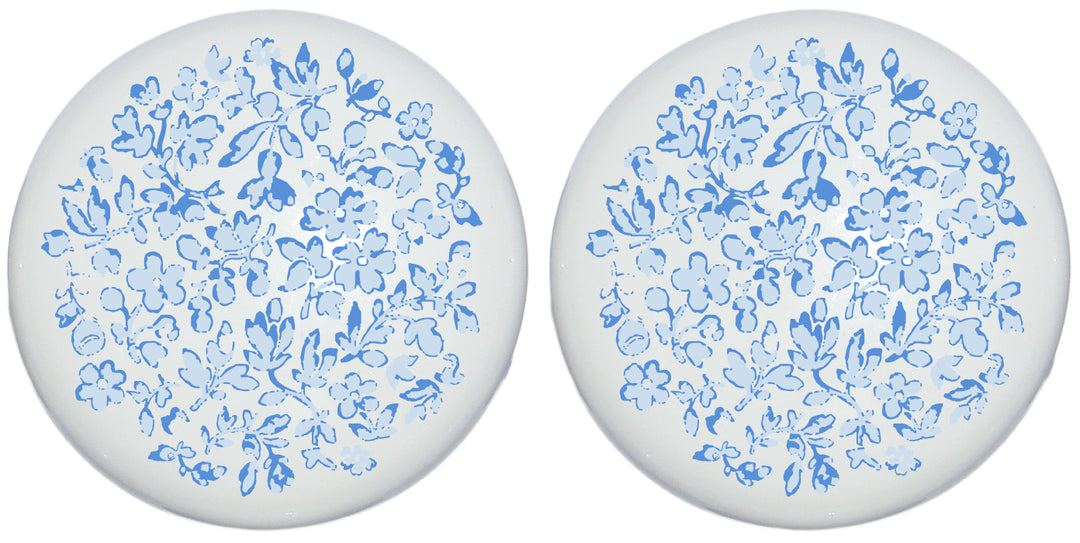 Blue Floral Toile Drawer Knobs Pulls