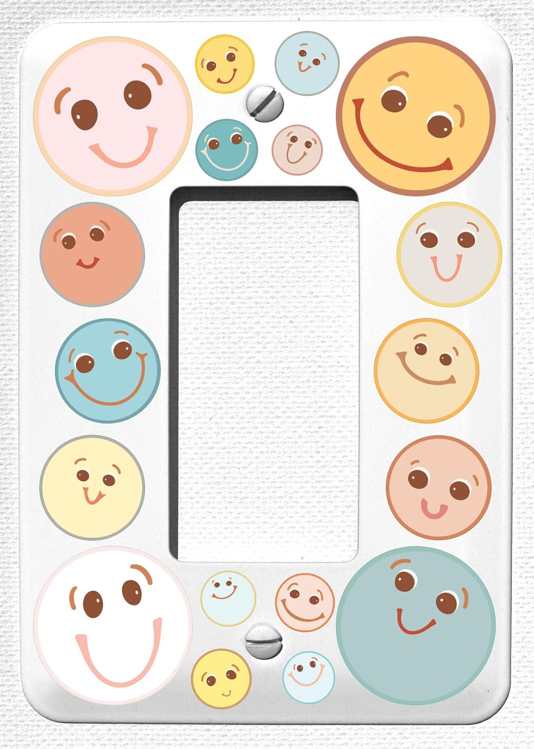 Boho Smiley Happy Faces Light Swith Plate and Outlet Covers,  Gender Neutral Baby Nursery Wall Decor