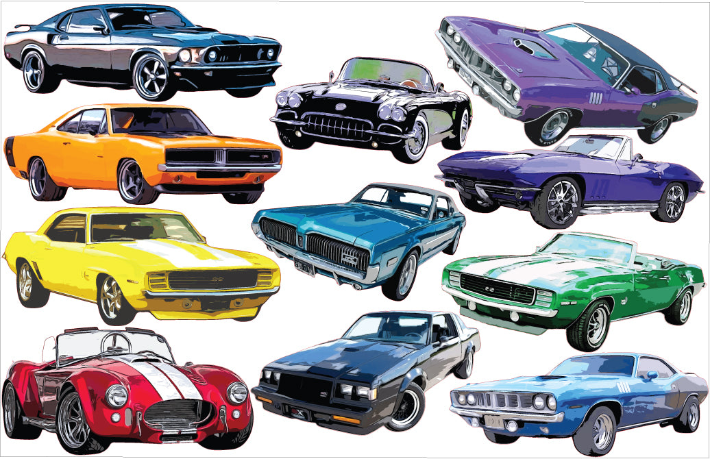 American Muscle Car Wall Decals Stickers Classic Hot Rod Race Decor