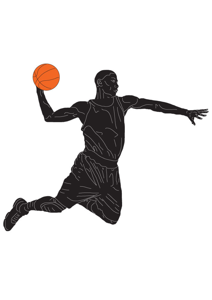 Basketball Wall Decals in Grey and Black basketball Wall Stickers 18in By 17.5in
