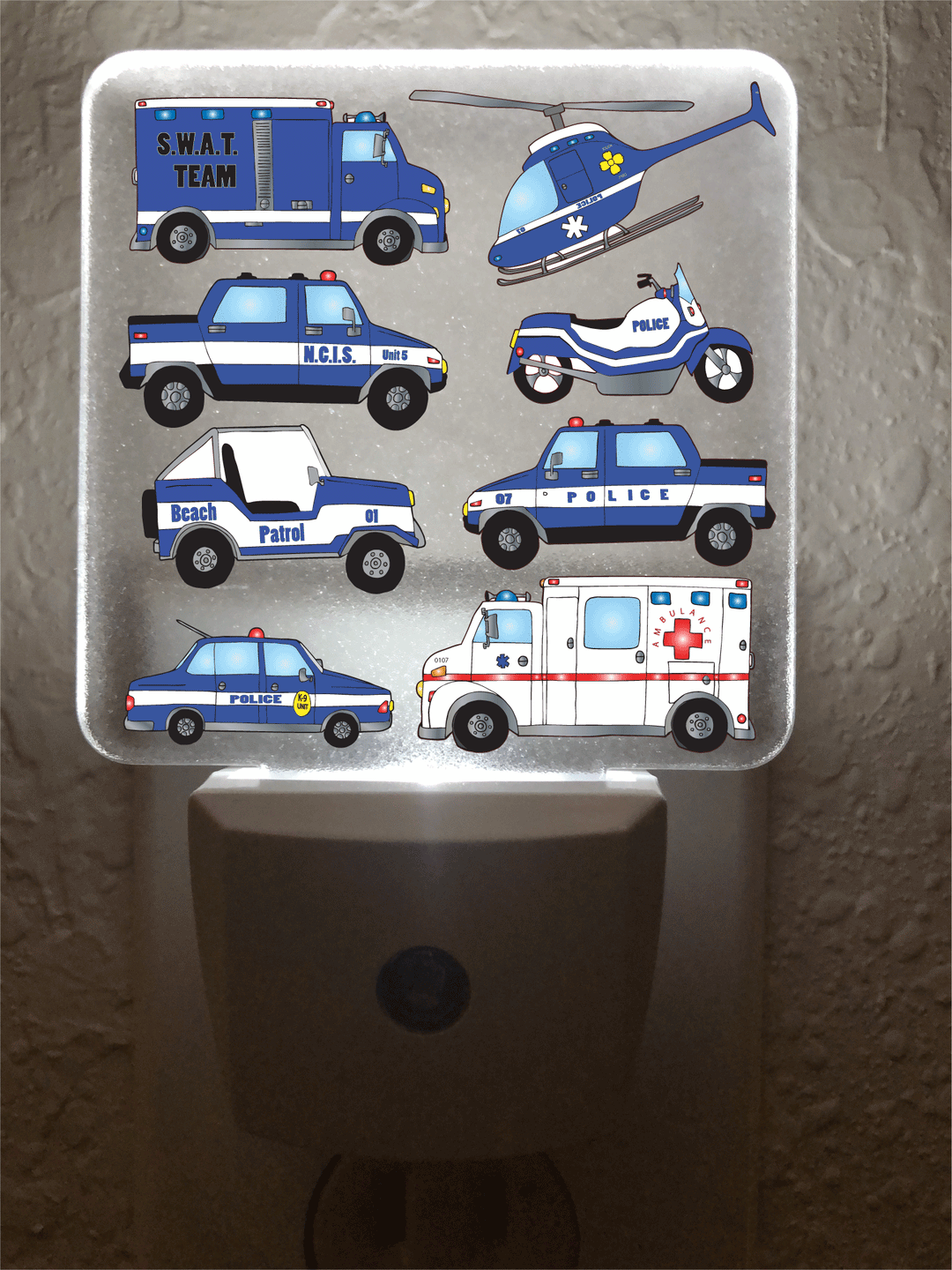 Police Cars and Trucks LED Night Light Lamp