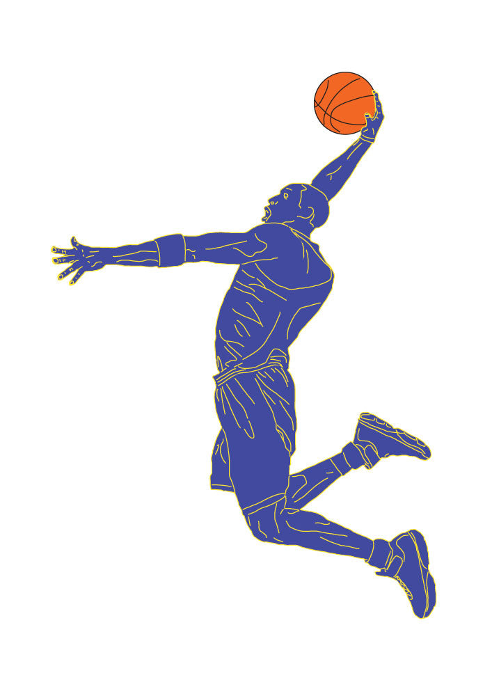 Basketball Wall Decals in Blue and Gold basketball Wall Stickers 18in By 13.5in