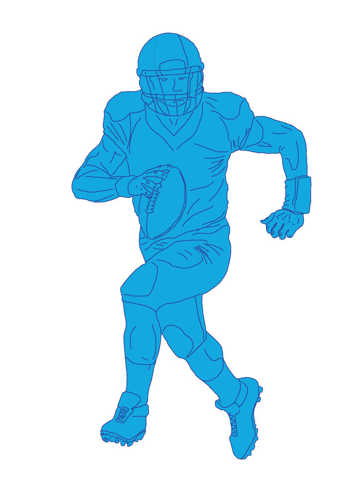 Football Wall Decals in  Blue Quarterback Wall Stickers 26in By 14.5.in