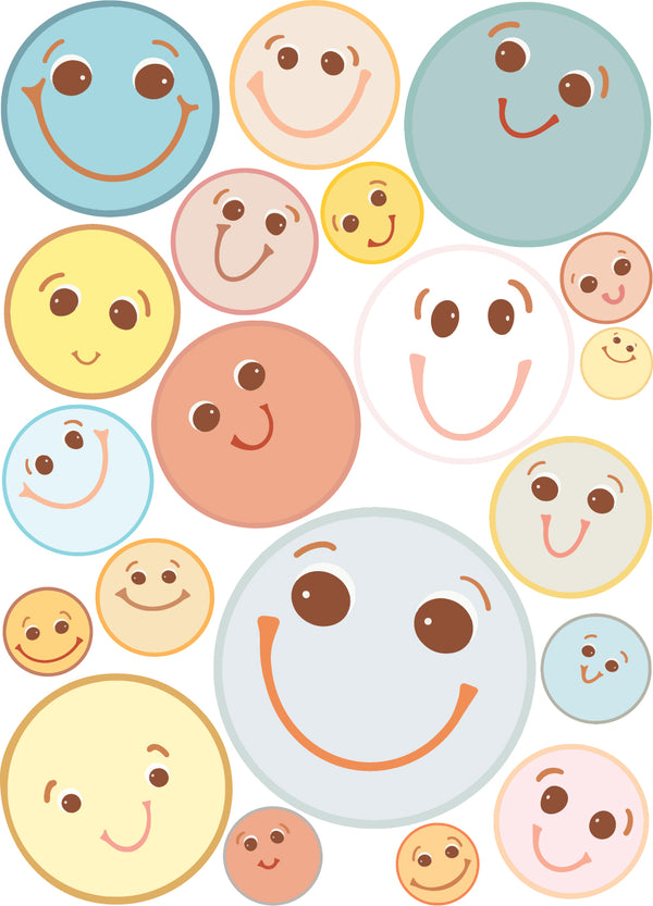 Boho Smiley Happy Faces Polka Dot Wall Decals Stickers Decor