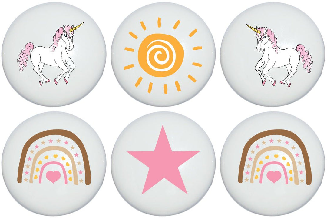 Boho Unicorn in Drawer Knobs with Sun Rainbow Hearts and Stars 1.5in C – prestochangodecor Boho Unicorn in Drawer Knobs with Sun Rainbow Hearts and Stars 1.5in C – prestochangodecor