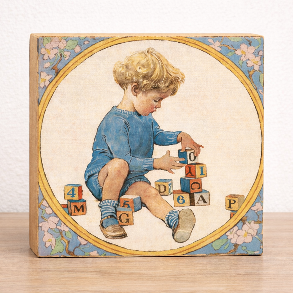 Vintage book illustrations by Jessie Wilcock Smith  Printed on 5.5 x 5.5 in wood blocks