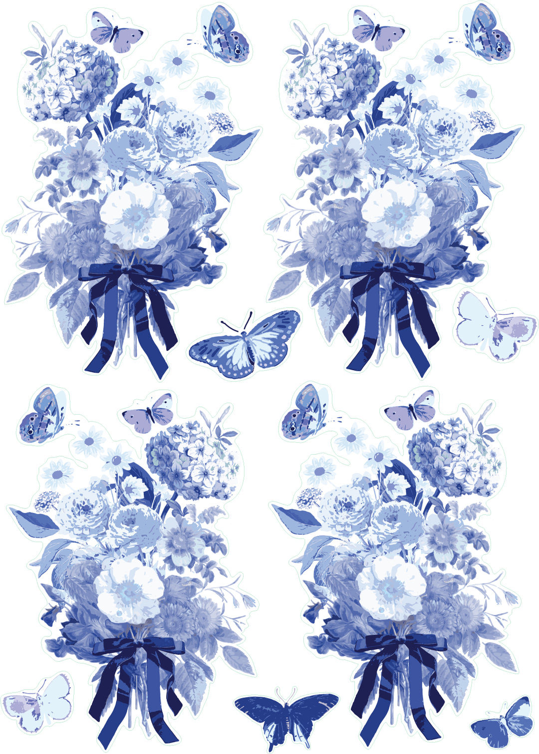 Bouquet Flower and Butterflies Wall Decals