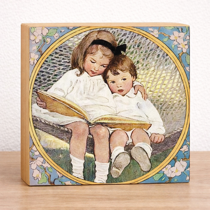 Vintage book illustrations by Jessie Wilcock Smith  Printed on 5.5 x 5.5 in wood blocks