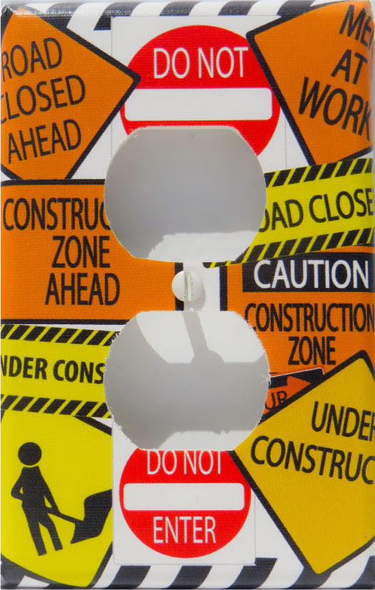 Construction Sign Light Switch Plate Cover / Street Sign Switch Plate Wall Decor