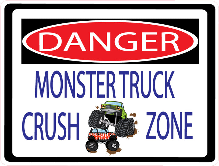 Danger Monster Truck Crush Zone Wall Decals