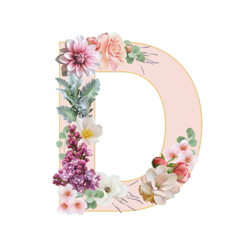 10 in Floral Pink Letter Decals From A to Z Upper and Lower Case
