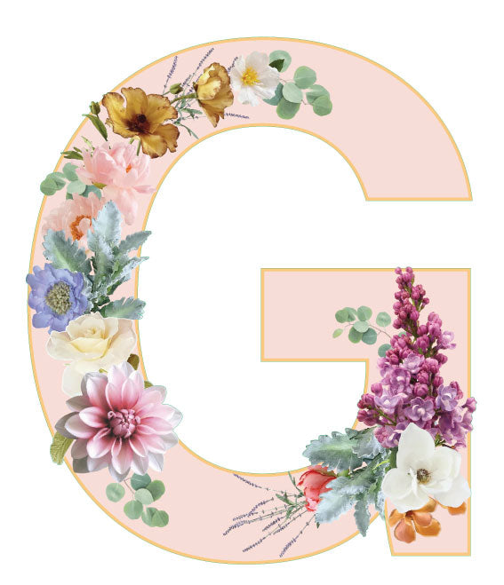 10 in Floral Pink Letter Decals From A to Z Upper and Lower Case