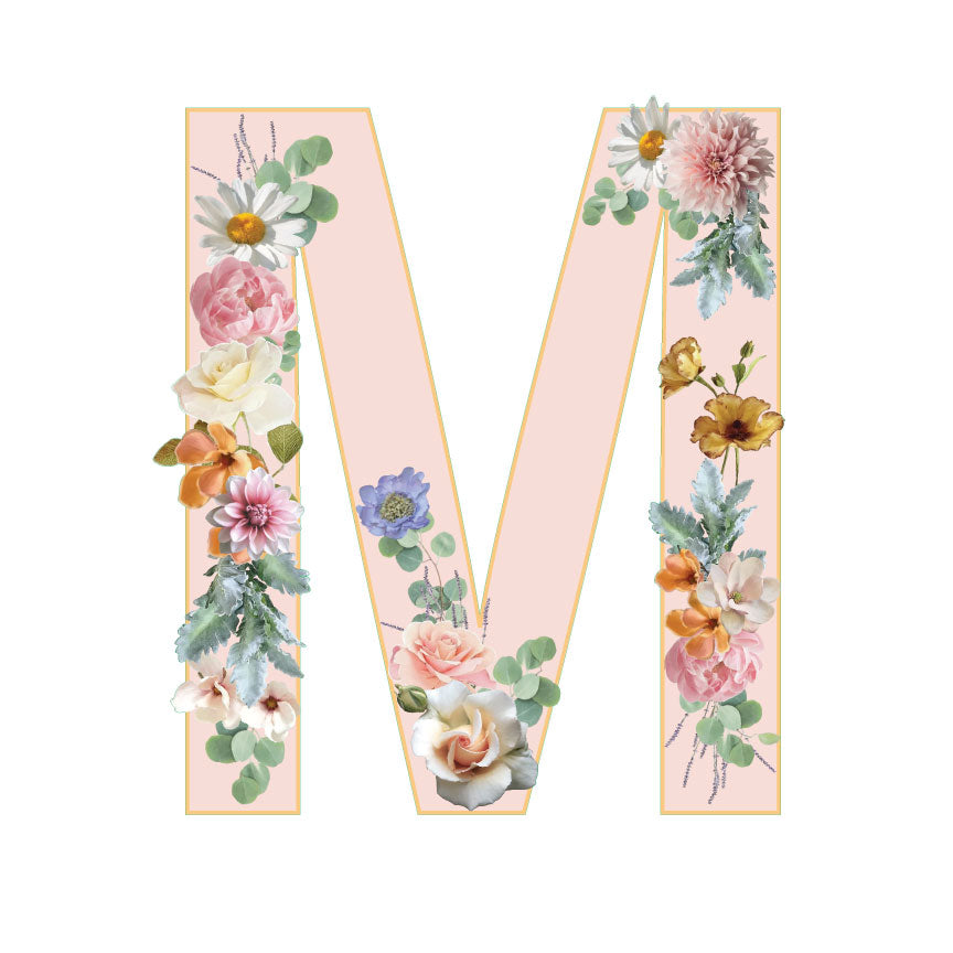 10 in Floral Pink Letter Decals From A to Z Upper and Lower Case