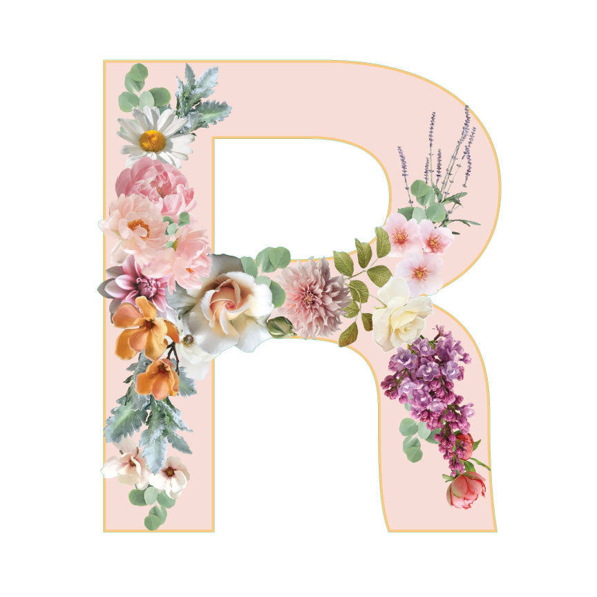 10 in Floral Pink Letter Decals From A to Z Upper and Lower Case