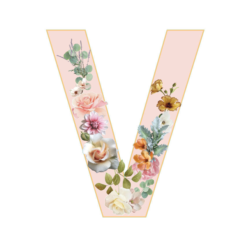 10 in Floral Pink Letter Decals From A to Z Upper and Lower Case
